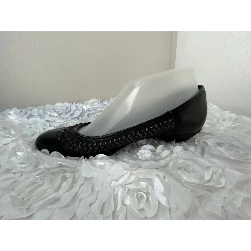 Natualizer Leather Flats Loafer‎ Shoes Women's 9 M Black Braided Weave Comfort